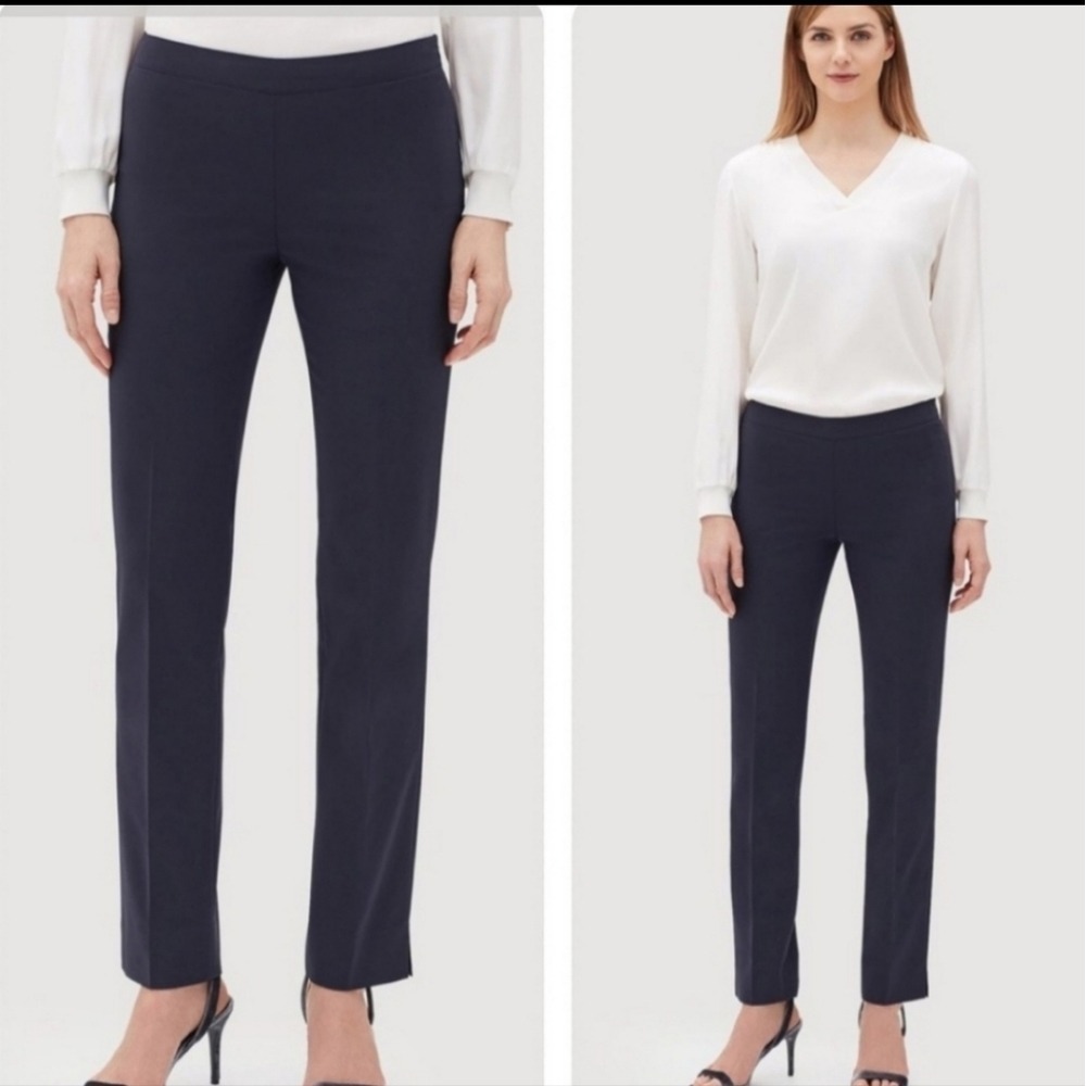 Lafayette 148 New York Bleecker‎ Woven Dress Pants Navy Blue Size 2